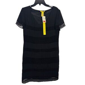 Catherine Malandrino Black Striped Bodycon Dress Sz 8 NWT Cottagecore Whimsygoth